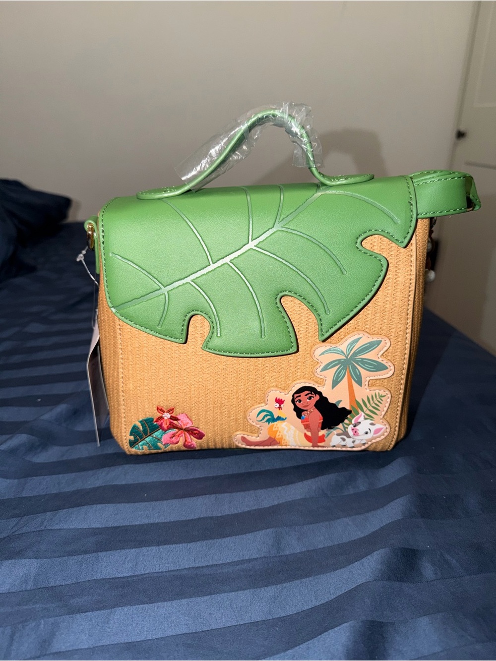 Disney Moana Leaf Straw Crossbody Bag